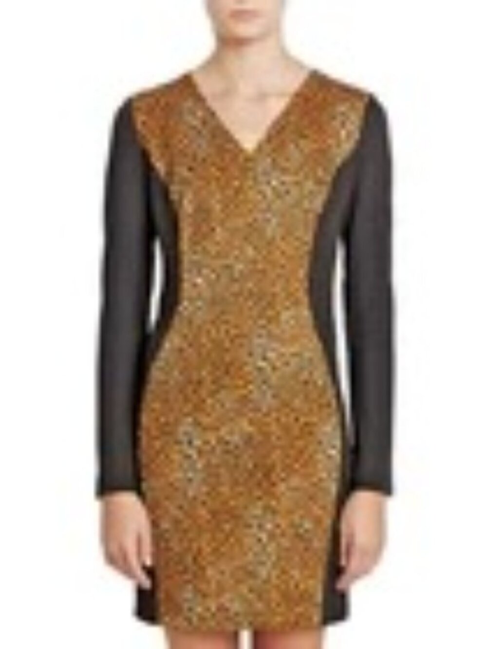 MICHAEL KORS Black/Browns & Ivory Long-Sleeve Animal Print Dress (Sz-8) NWT $150 - Picture 6 of 9
